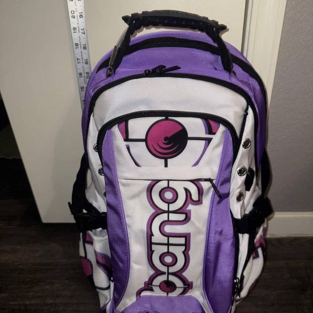 Bang Energy Drink Laptop Utility Backpack Purple White Black Tech Gym School Bag